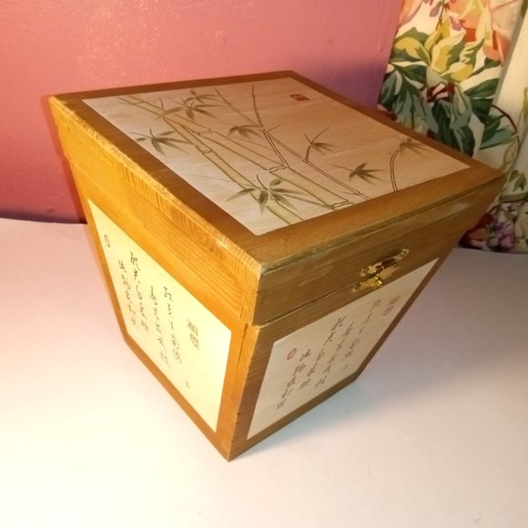 CHINESE 7" INCH WOODEN FOOD BOX STORAGE DECOR - Picture 4 of 7